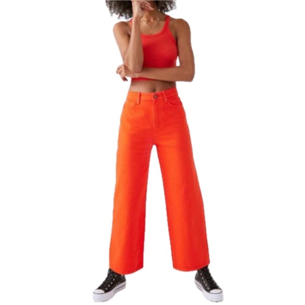 BDG High & Wide Jeans Size 27 Red Orange High Rise Wide Leg EUC